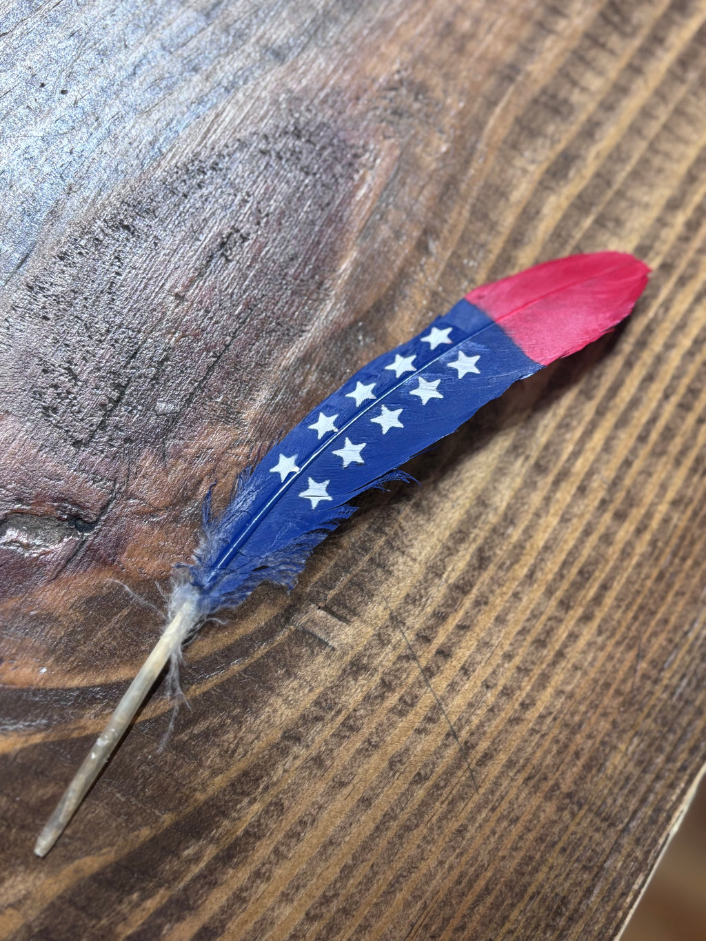 Hand Painted Stars Feather