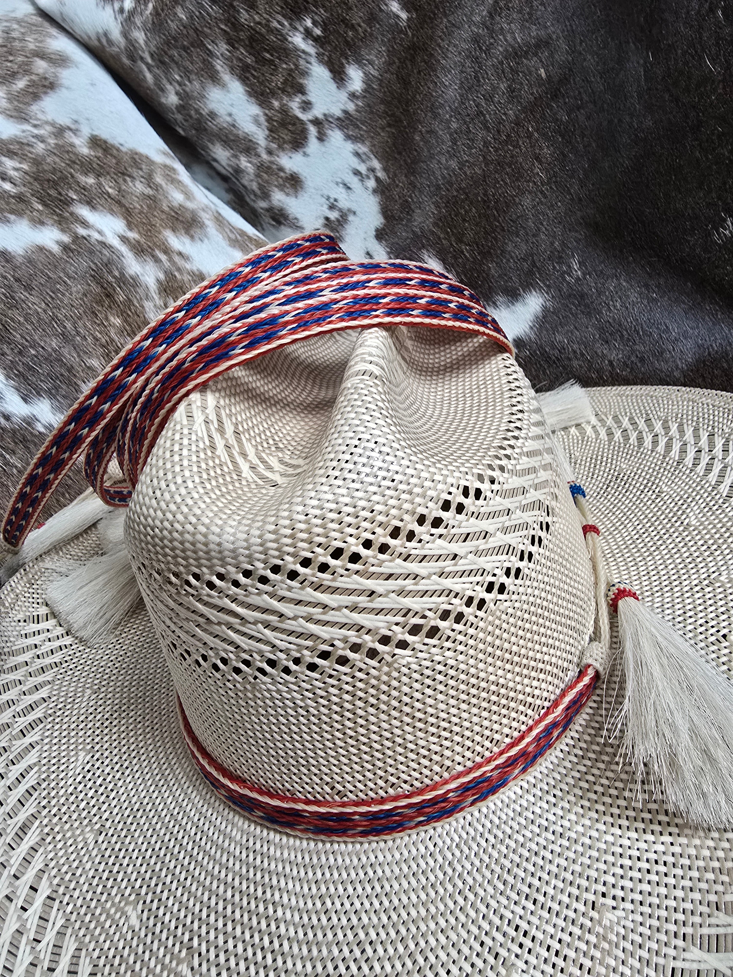 Hatband-Horsehair Red/White/Blue