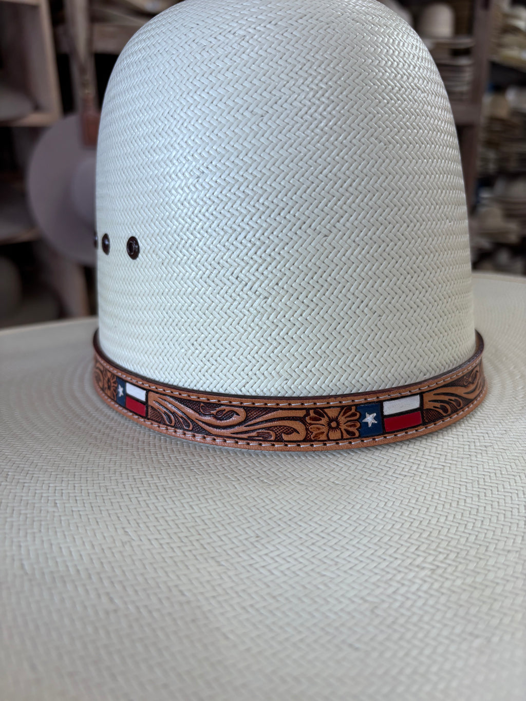Leather Hat band-Texas Flag 20-C