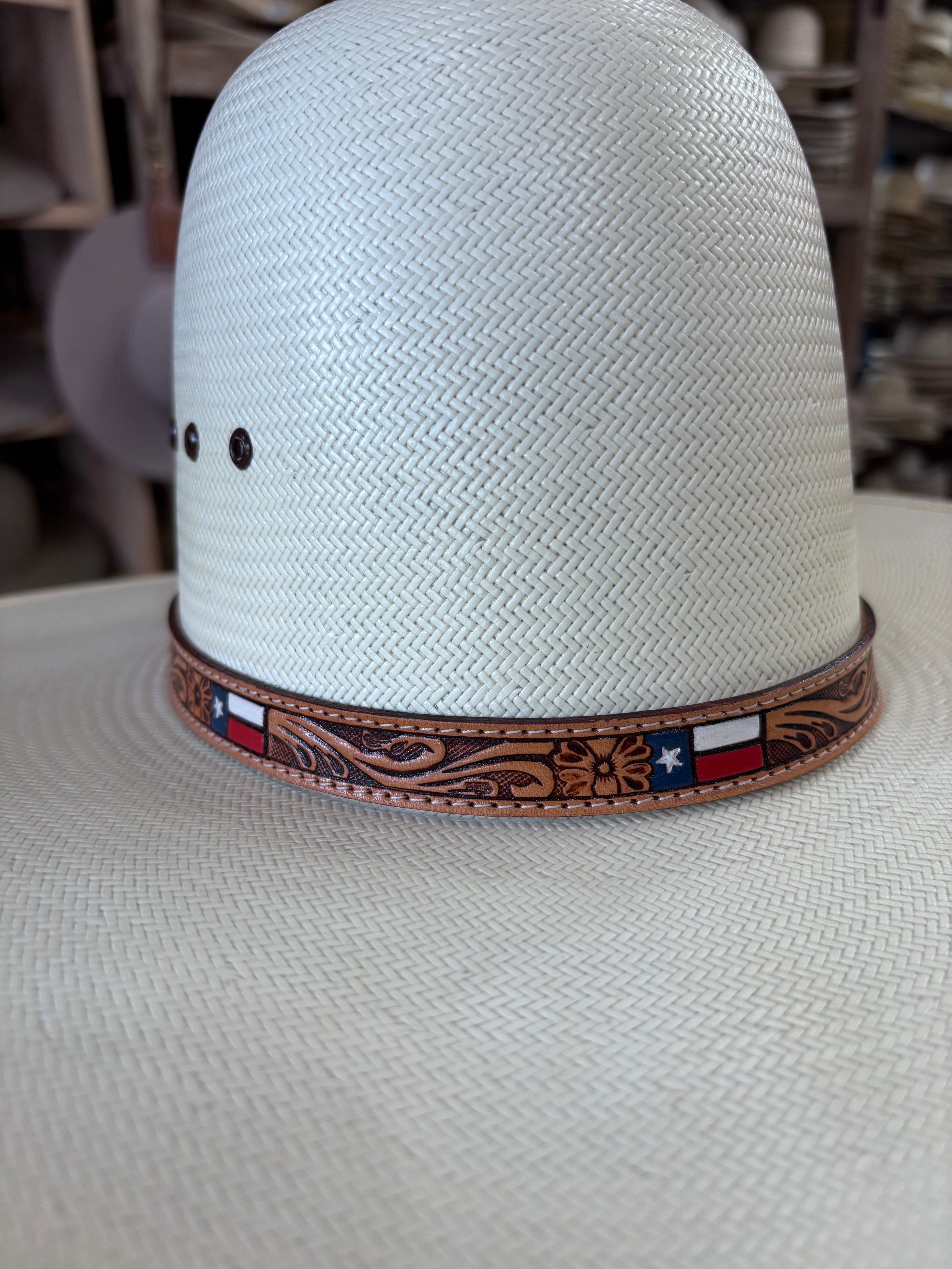 Leather Hat band-Texas Flag 20-C