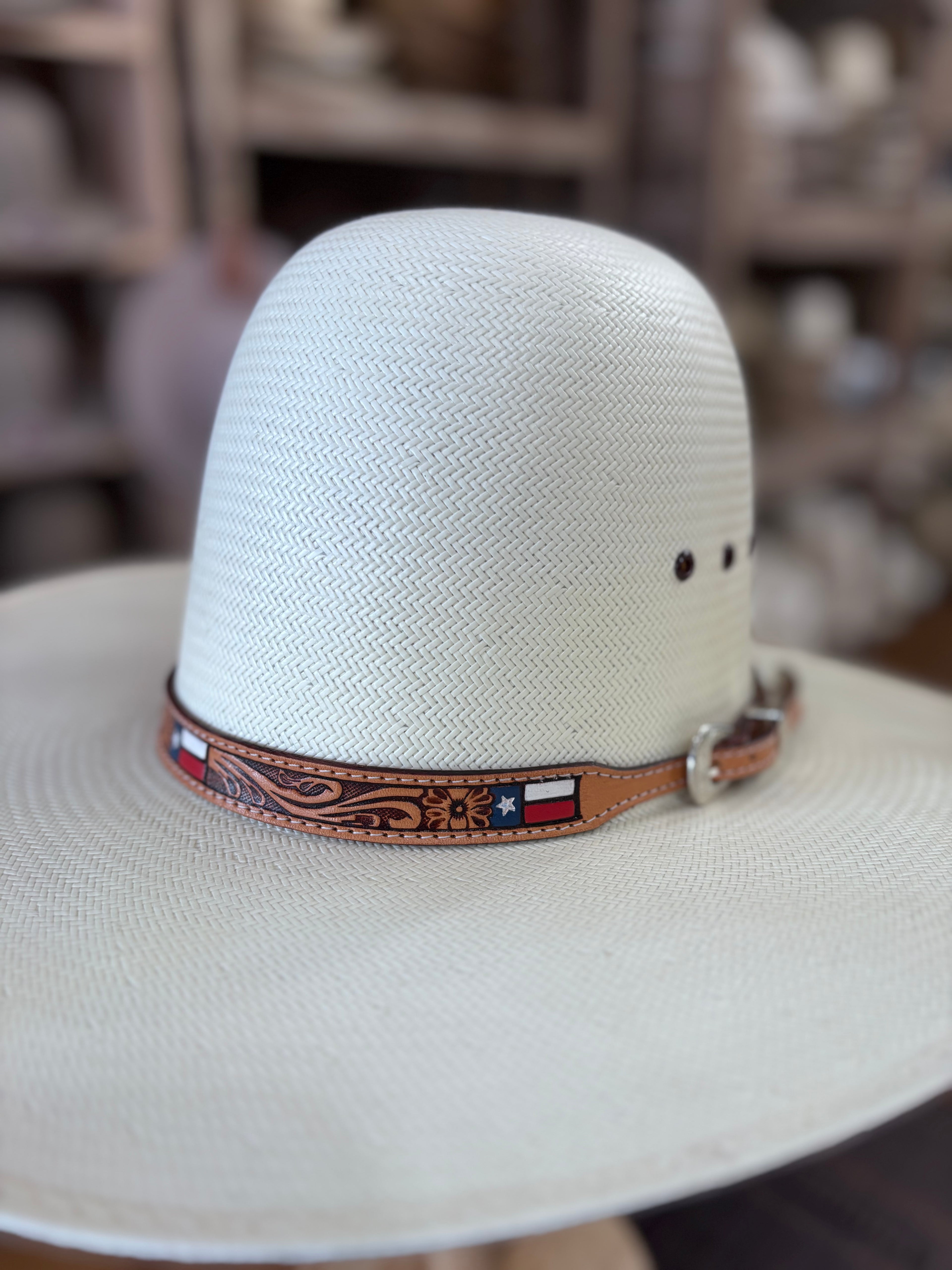 Leather Hat band-Texas Flag 20-C