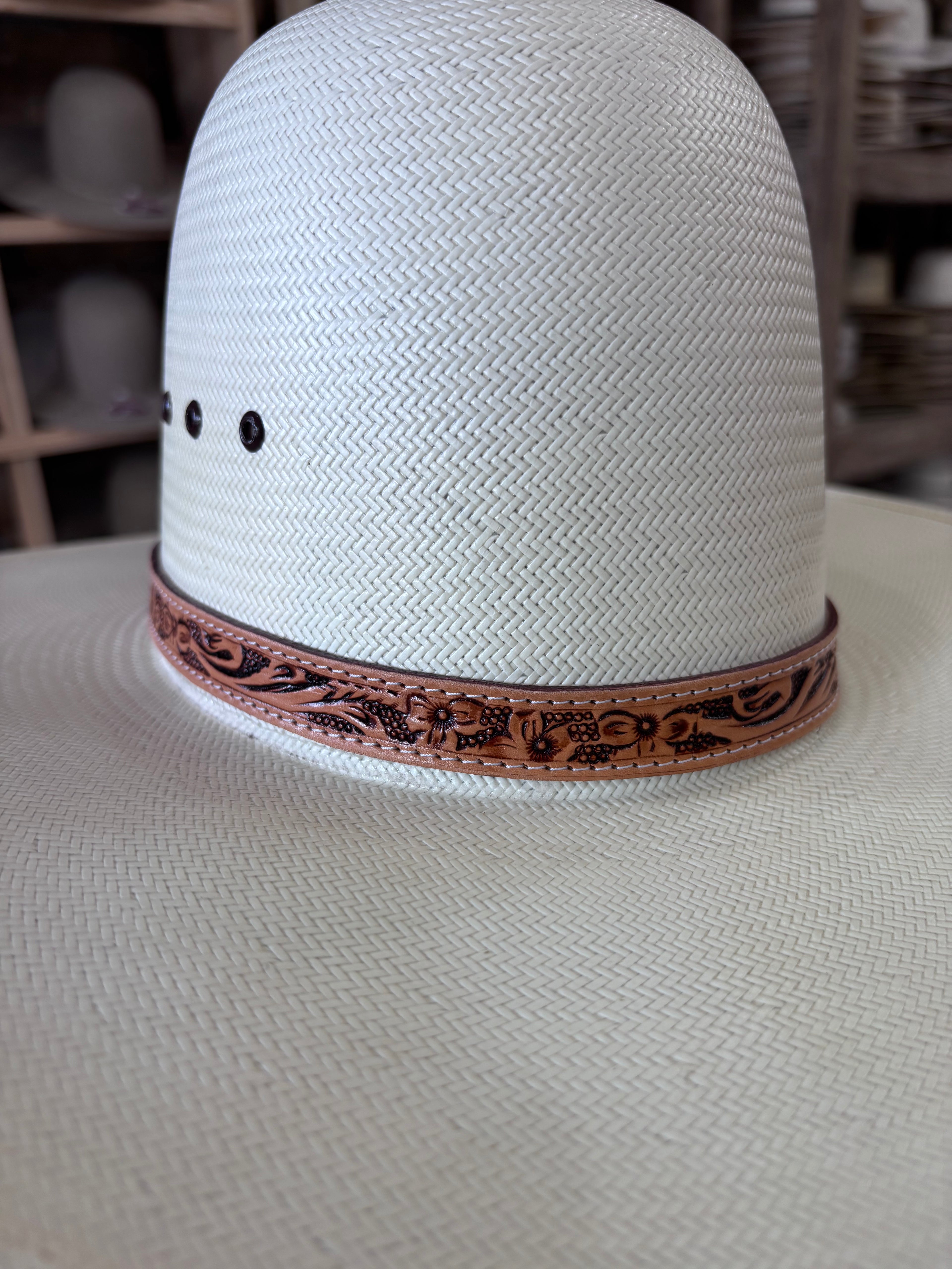 Leather Hat band-Floral pattern 07-C